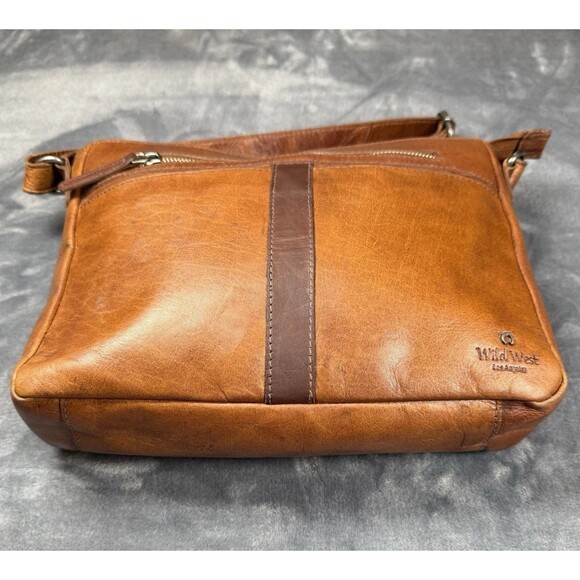 Wild West Los Angeles Women’s Distressed Leather Crossbody Bag Brown - Picture 2 of 15
